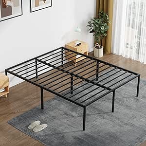 Contemporary Platform Bed Frame, Black, Full, Bedroom Furniture