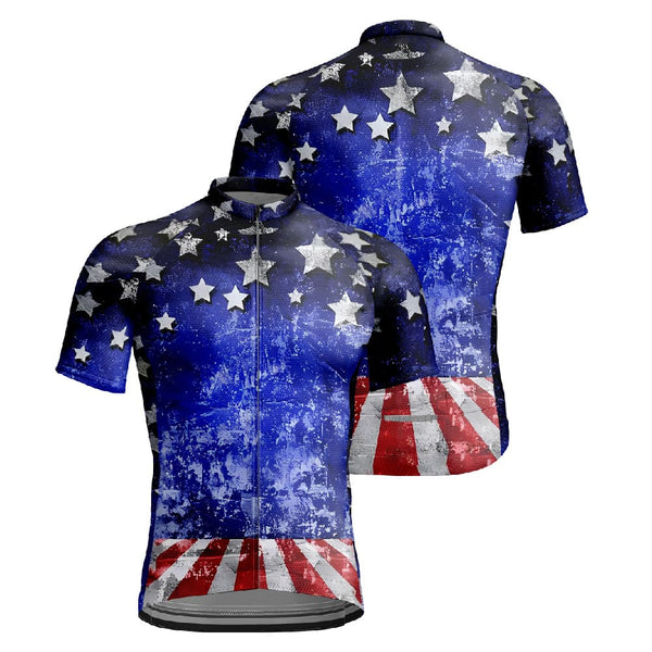 Star & Stripe  Pattern Men's Cycling Shirt Flag top