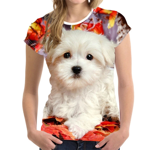 Fashion Lovely Dog 3D Print Women Ladies Girls T Shirt